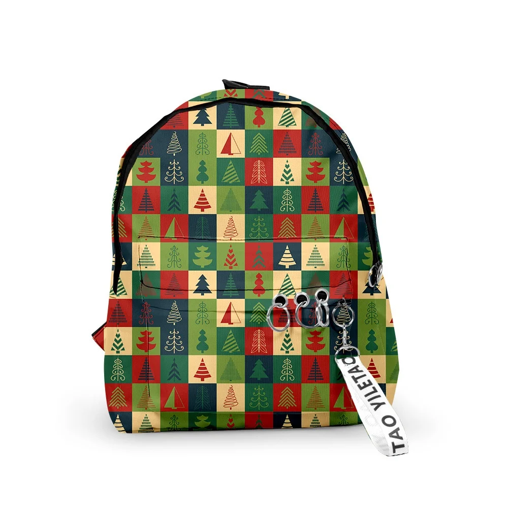 Christmas Children Casual Fashion Small Backpacks New Girl Boy Students Cute Xmas Schoolbags with Key Chain for Gift All-match