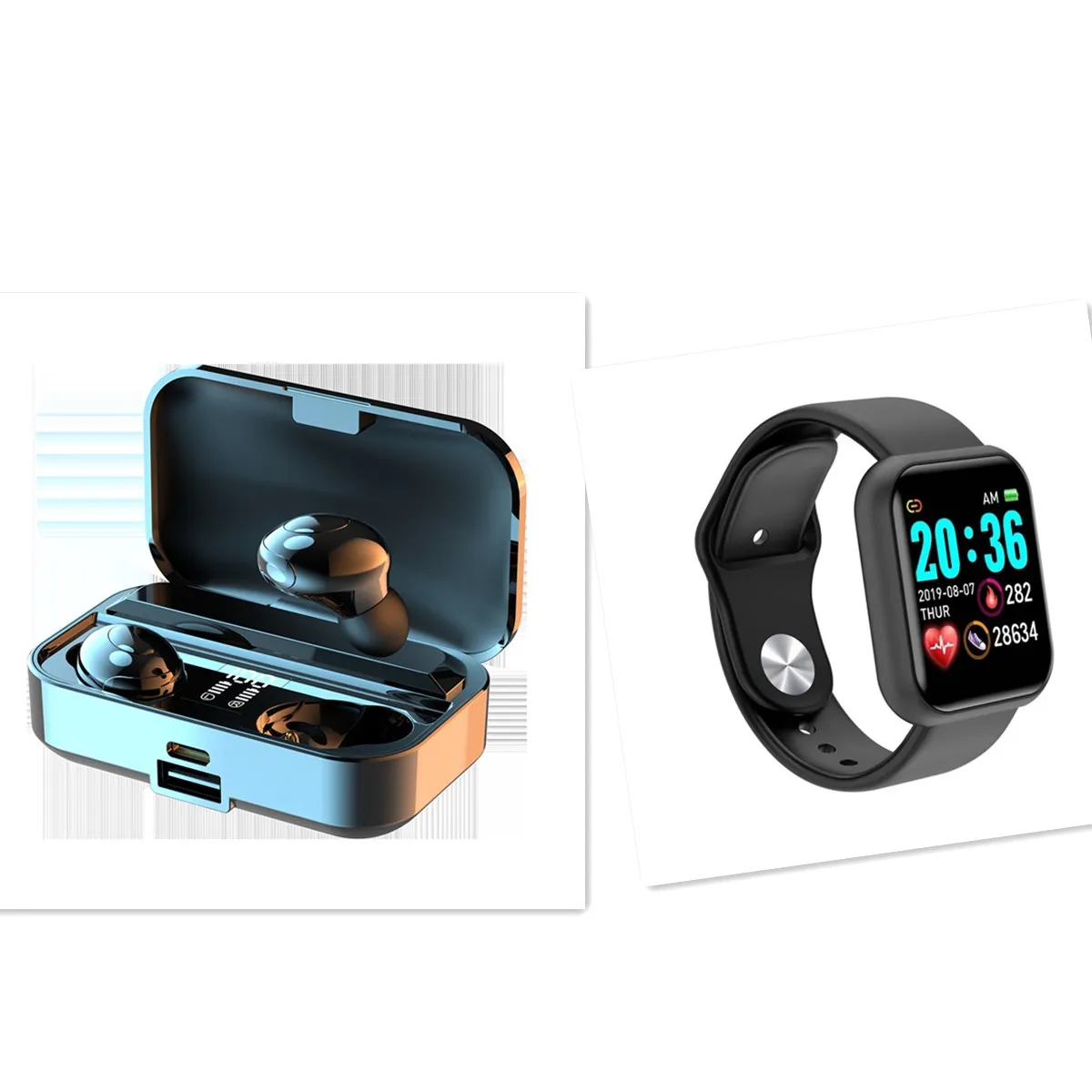 Беспроводные Bluetooth-наушники TWS 2 в 1 с умными часами спортивные умные браслеты для