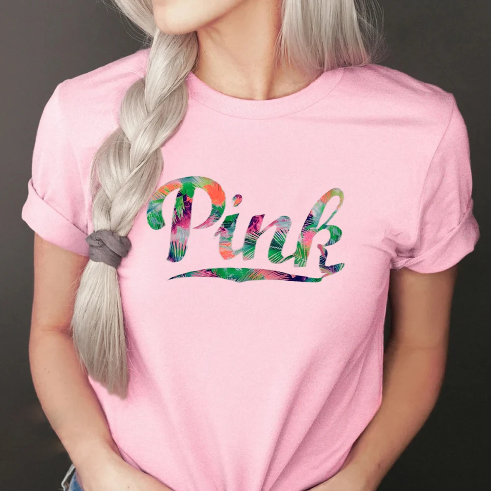 Женская футболка с принтом Love Pink винтажная розовая в стиле 90-х большим логотипом