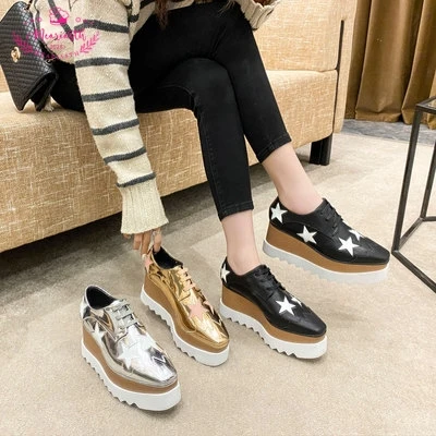 

Meriasth 2023 Wniter causal Shoes Woman Wedge Pumps Women Sneakers Flats Platform Shoes Height increasing Heels Lace Up Size 41