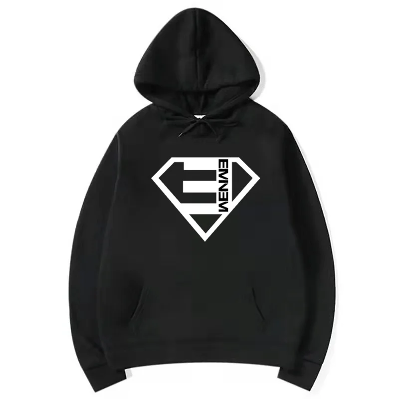 New E-Eminems Hoodies Winter Thicken  for Men  Printed Tops Outwear Hoodie Warm Casual Sweatshirt