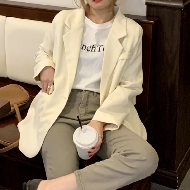 Green Elegant Commuter Blazers Women Single Breasted Solid Colors Casual Suit 2021 Spring Autumn New Fashion Loose Sweet Blazer