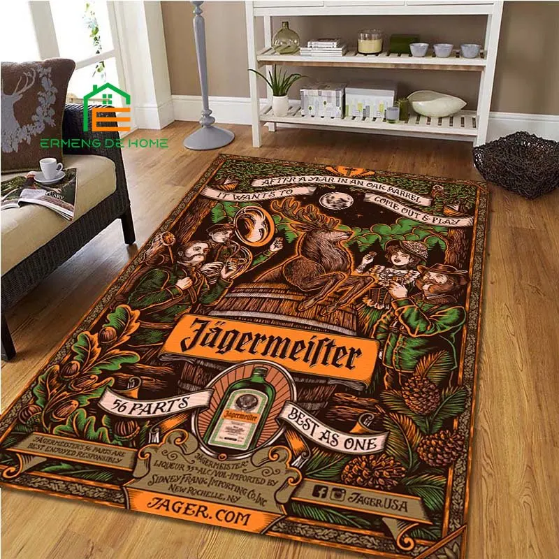 

Jagermeister Deer Carpets for Bedroom Living Room Kitchen Floor Mats Home Decor Non-Slip Floor Pad Rug 14 Sizes