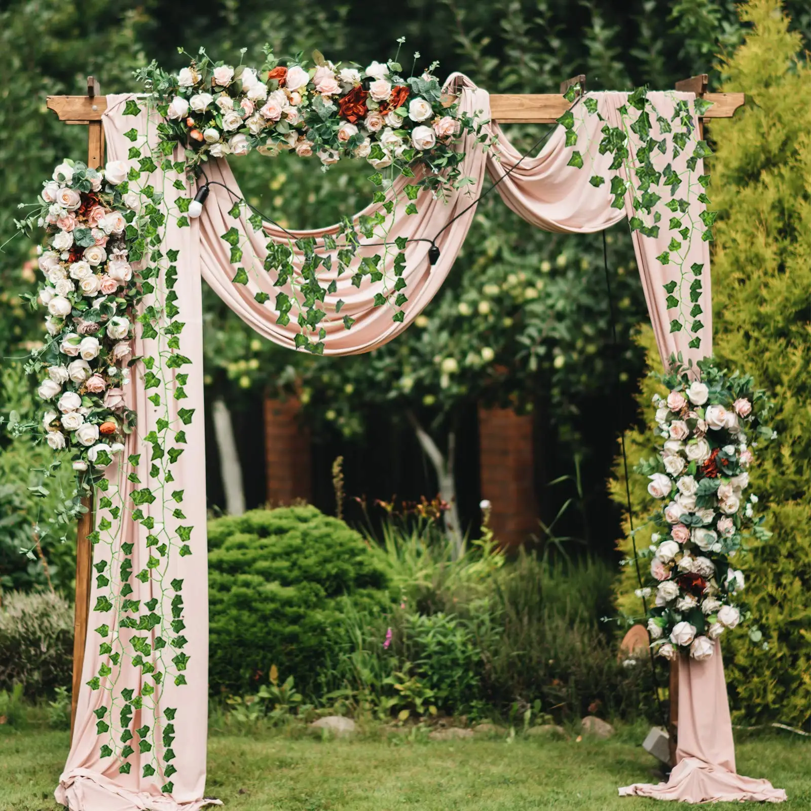 

90 Feet Artificial Plants Ivy Leaf Vine Hanging Garland Fake Foliage Flowers Home Kitchen Garden Office Wedding Wall Decor Green