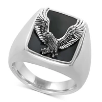 vintage eagle rings for men american style finger accessories gothic hip hop punk biker ring silver color gothic bird ring