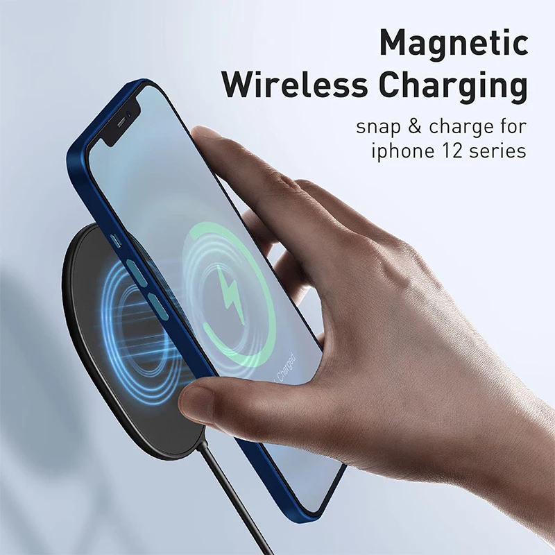 baseus 15w magnetic wireless charger for iphone 12 portable wireless charger for iphone 12 mini charging fast charging pad free global shipping