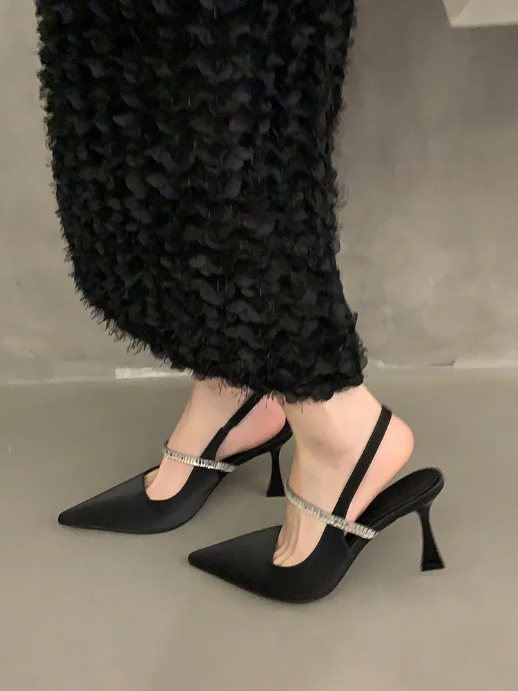 

Women's Shoes Sandals 2023 Spring Summer Autumn New Thin Pointed Shiny Diamond Heels Mary Jane