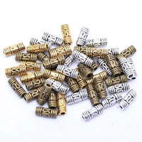 50pcs 8x3mm antique silver gold tone column tube spacer metal beads for needleworks for diy bracelets jewelry making finding