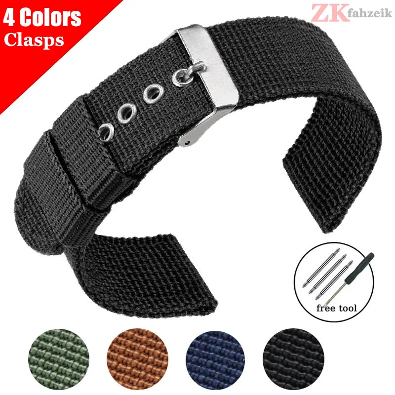 Нейлоновые ремешки для часов 16 мм 18 20 24 армейский тканый эластичный ремешок 22 Seiko