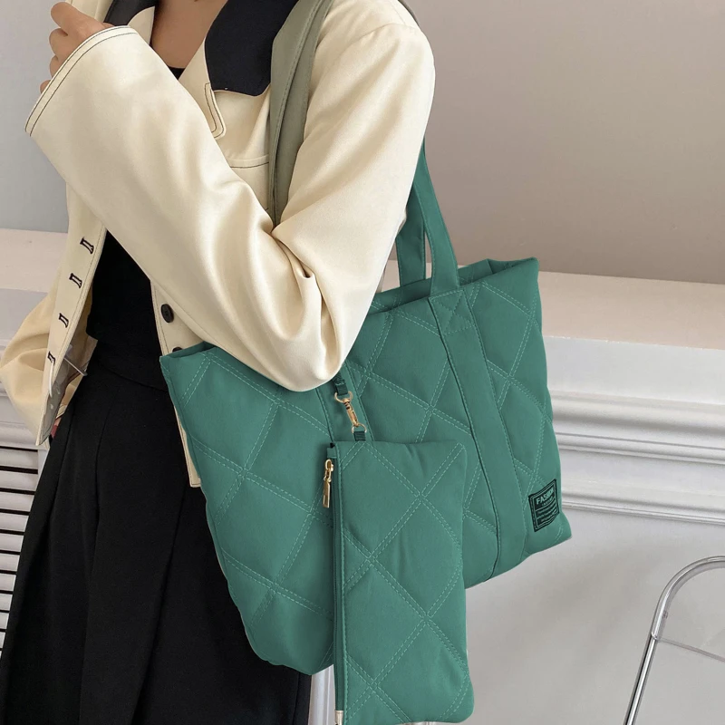 

Women's Handbags Fall/Winter 2023 New Fashion Retro Space Cotton Suit Shoulder Bags Large Capacity Shopping Tote Bags