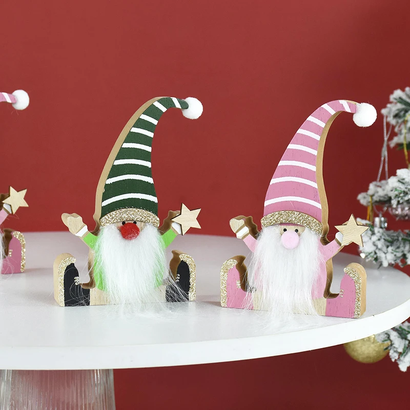 

Creative Wooden Doll Ornaments 2023 Christmas Desktop Decoration Micro Landscape Handicraft Sprite Ornaments