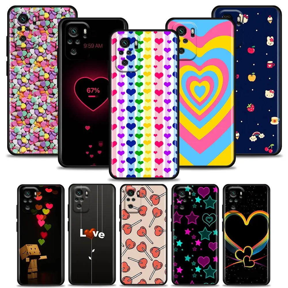 

Phone Case for Redmi 10 9 9A 9C 9i Case K20 K30 K40 Plus Note 10 11 Pro Soft Silicone Cover Heart Circle Images