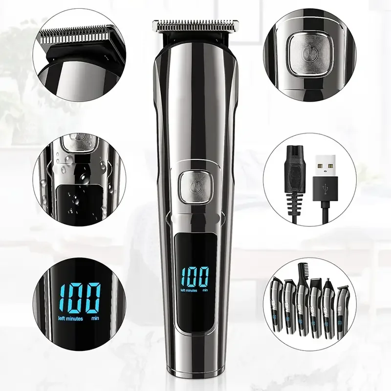 

Beard Trimmer For Men Hair Clippers Body Mustache Nose Hair Groomer Cordless Precision Trimmer 6 In 1 Grooming Kit Waterproof US