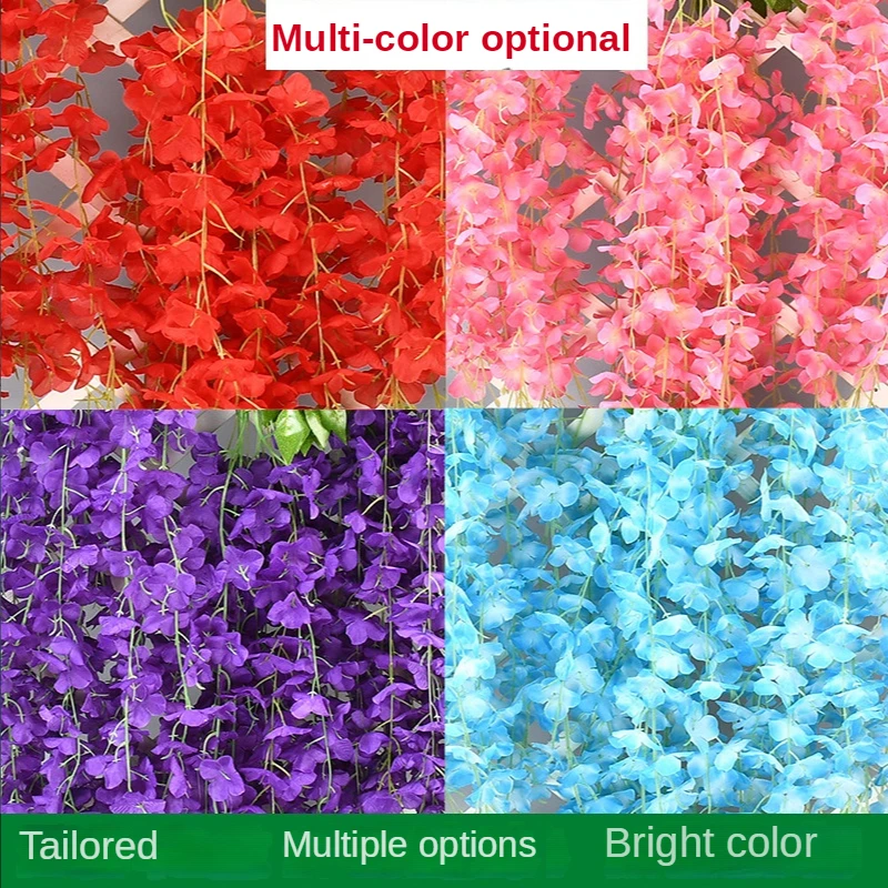 

Simulation Plant Encrypted Wisteria Flower Wedding Decoration Balcony Home Decoration Vine Wall Hanging Flower Decoration Rattan