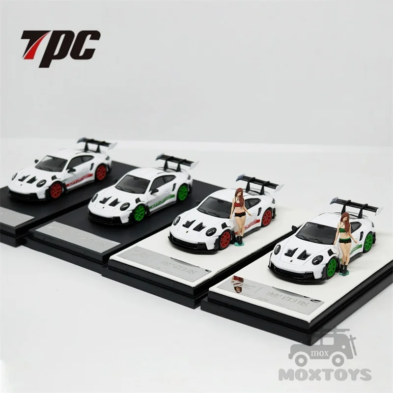 TPC 1:64 992 GT3 RS белый с красными колесами/зелеными колесами литая модель автомобиля