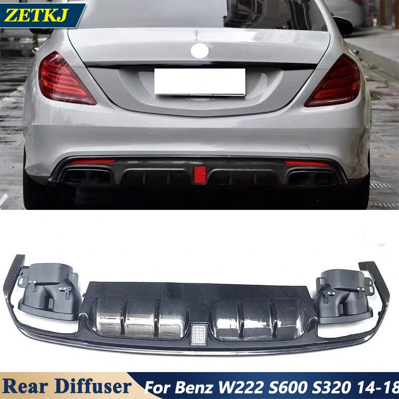

Real Carbon Fiber or FRP Rear Bumper Diffuser Lip Exhaust Tips Tailpipe for Benz W222 S600 S320 S63 AMG 2014-2018 Car Body Kit