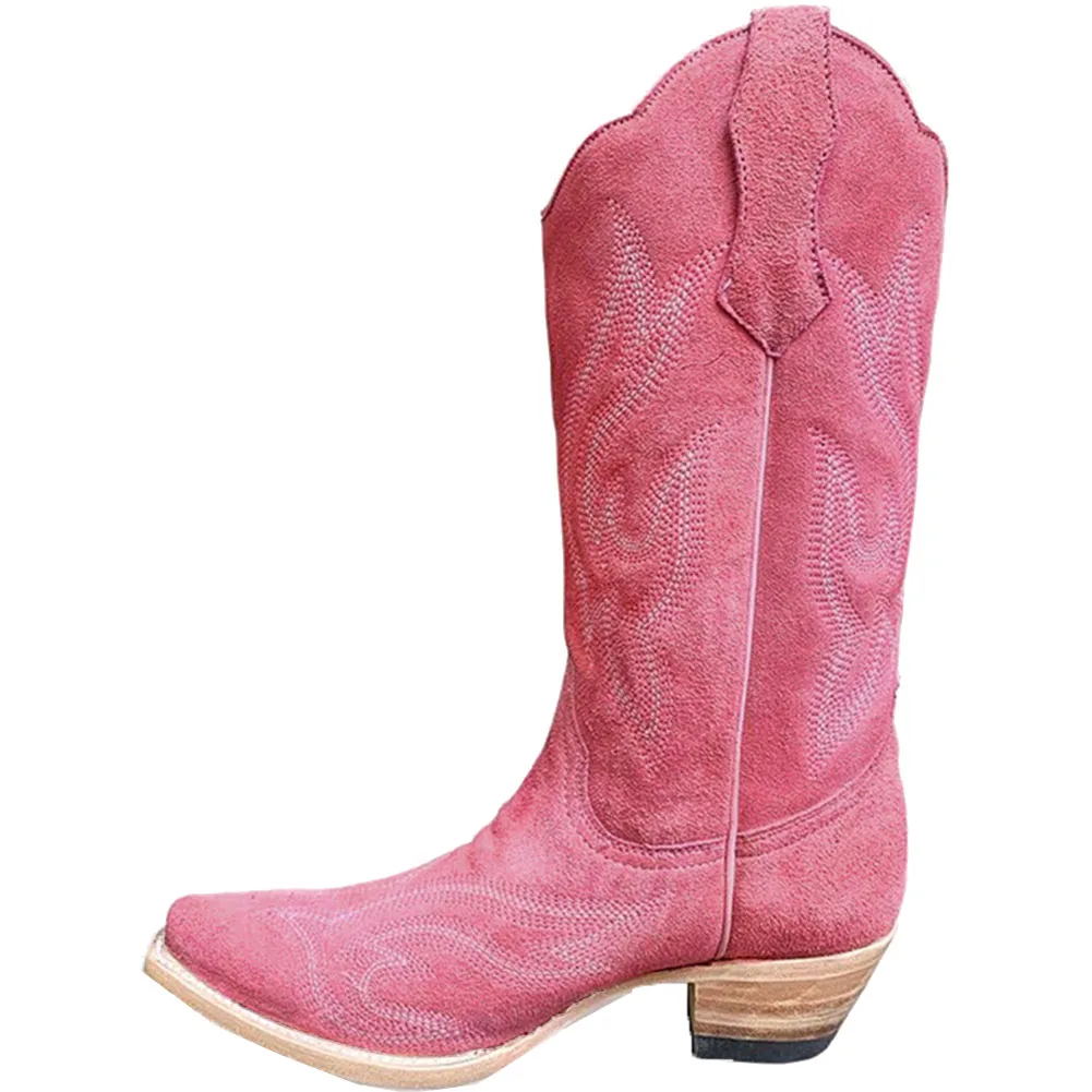 

AOSPHIRAYLIAN Retro Vintage Over The Knee Western Boots Square Heel Big Size 43 Women Shoes Long Cowboy Boot For Dropshipping