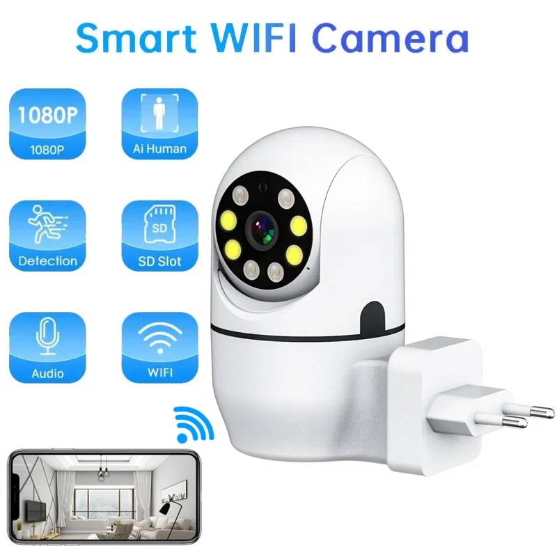 

Беспроводная IP-камера 2 Мп с функцией ночного видения, поворота на 360 градусов