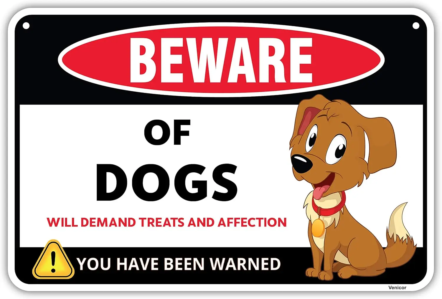 Знак Venicor Funny Beware of Dogs — 8 x 12 дюймов алюминий подарок для любителей собак настенное