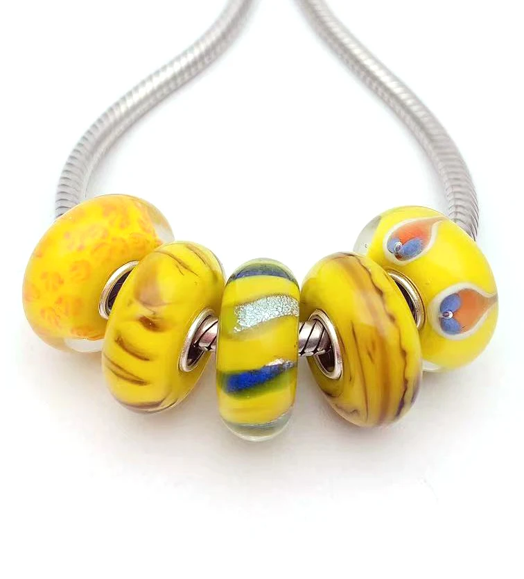 

Бусины из серебра 100% пробы с муранским стеклом