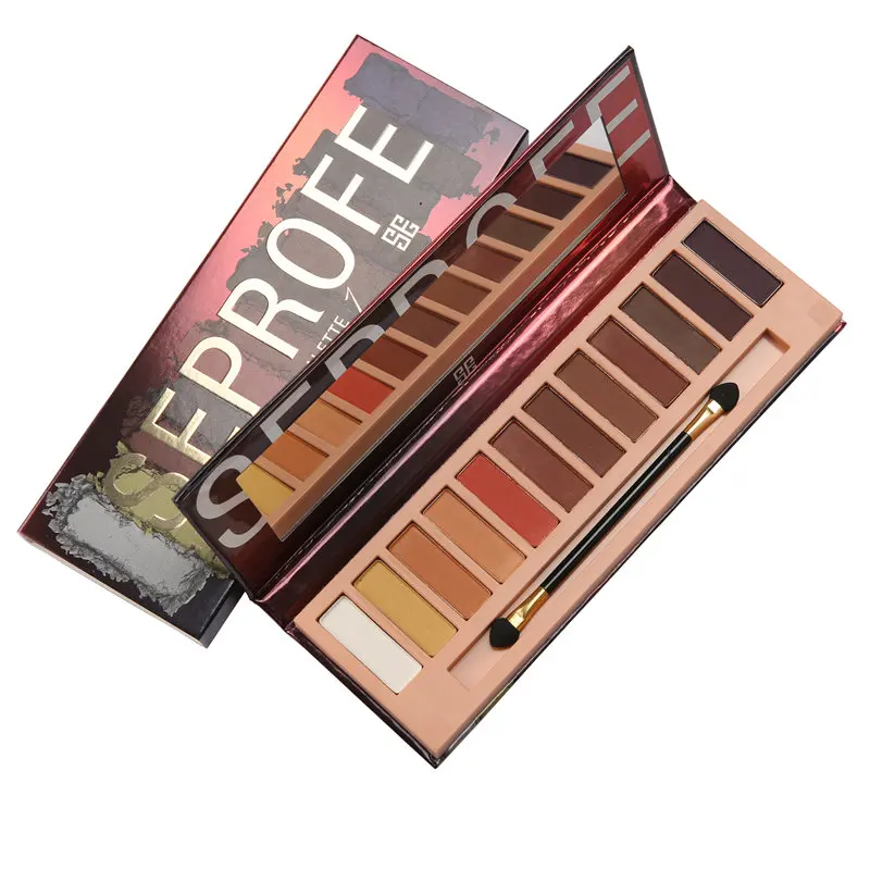 

Makeup 12 Matte Eyeshadow Palette Nudes Warm Natural Neutral Smoky Eye Shadow with Mirror Double Ended Applicator Pen