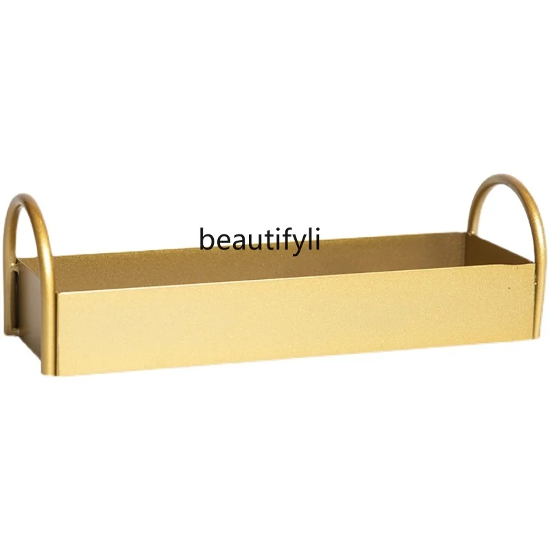 

zq Metal Light Luxury Storage Rack Single-Layer Double-Layer Desktop Storage Cosmetics Ornament Decoration Bedroom