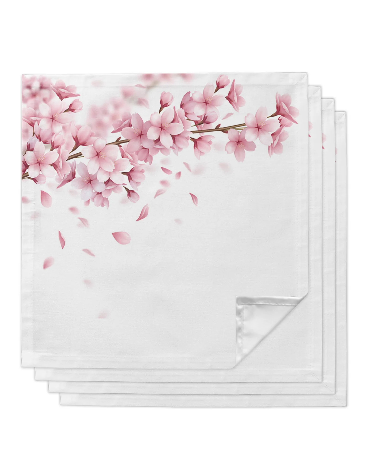 

4pcs Cherry Blossom Pink Flower Square 50cm Table Napkin Party Wedding Decoration Table Cloth Kitchen Dinner Serving Napkins