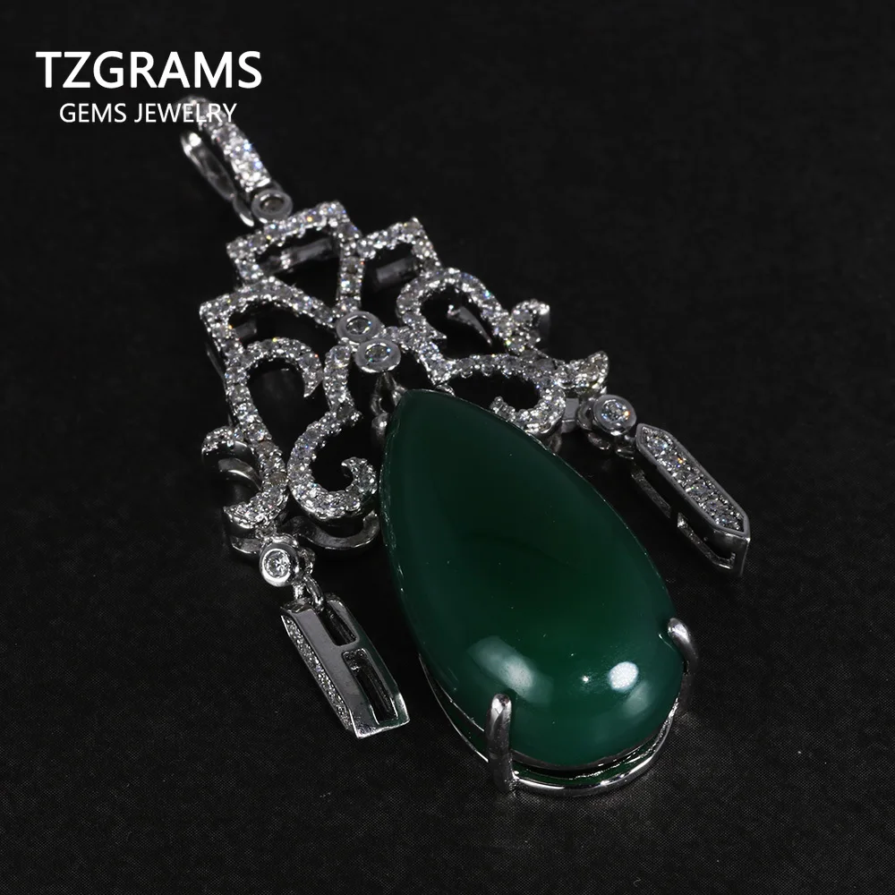 

Natural Gemstone Jade Crystal Pendant Real Pure 925 Sterling Silver For Women Antique Retro Fashion Jewelry