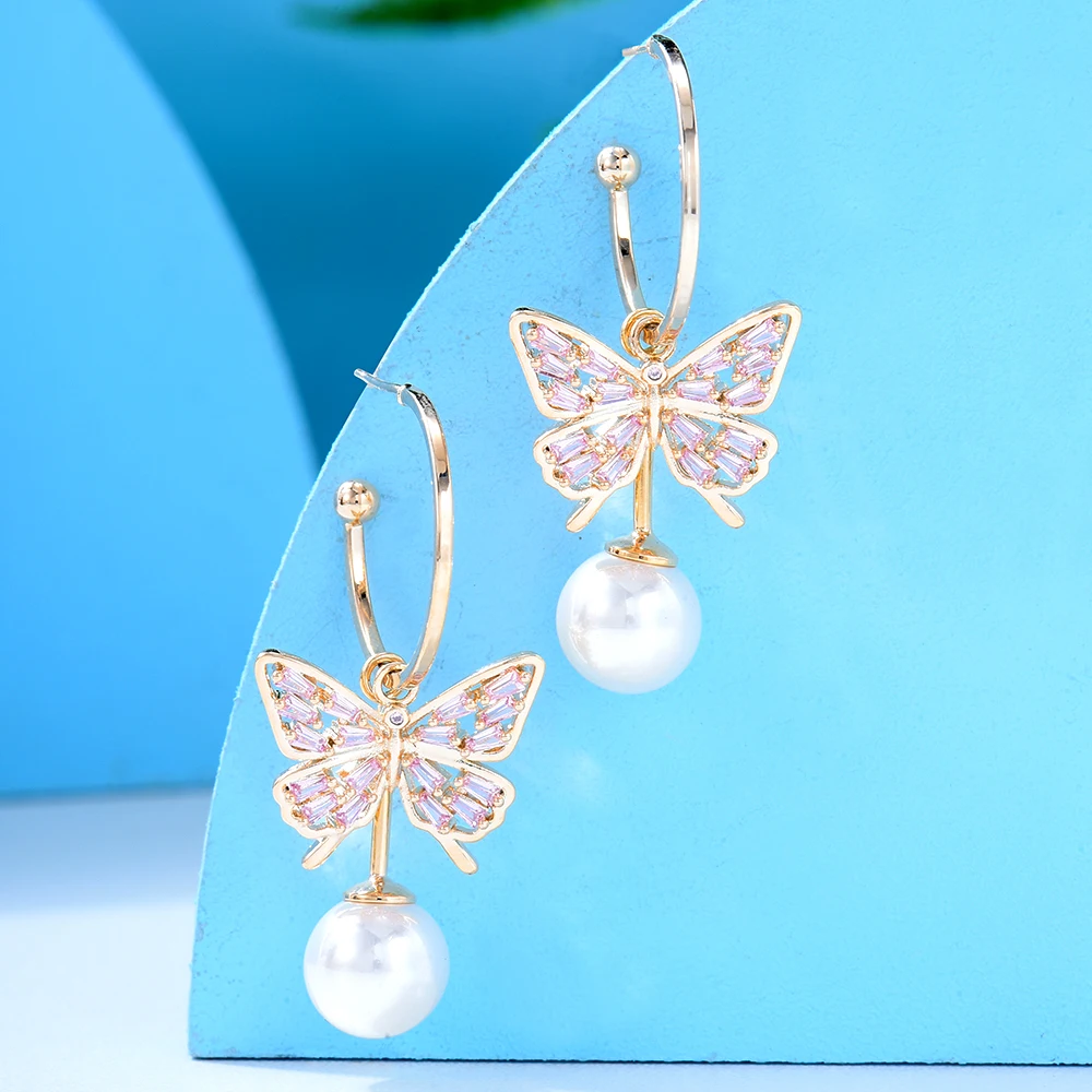 

GODKI богемные Роскошные Жемчужные висячие серьги с бабочками для женщин Свадебные серьги boucle d'oreille femme 2021