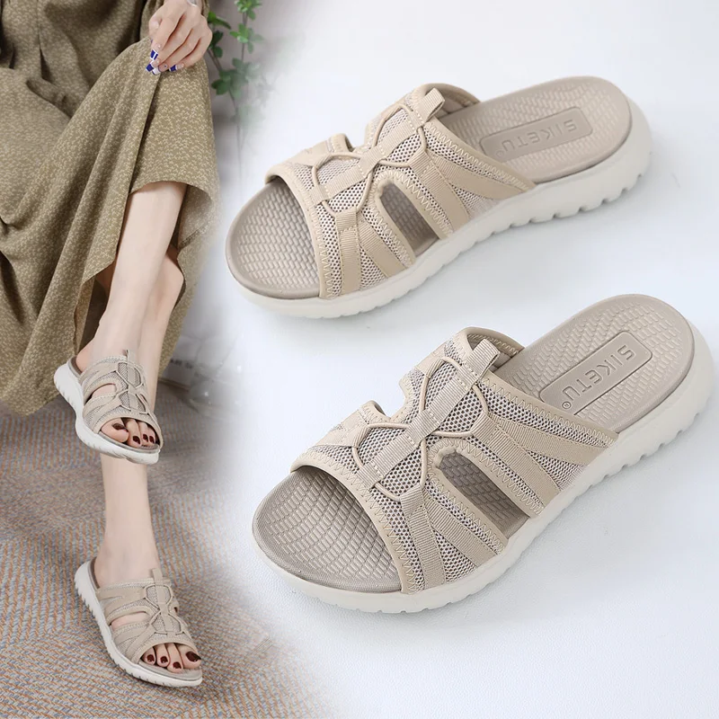 Slippers women wear non-slip flat sandals summer new comfortable mid-heel fashion platform plus-size women's shoes