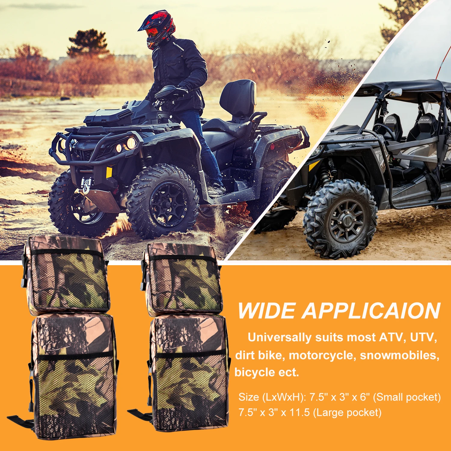 

ATV Fender Bags 600D Oxford Motorcycles Saddlebags ATV Tank Bags Cargo Storage Hunting Bag for Yamaha for Suzuki Accessories