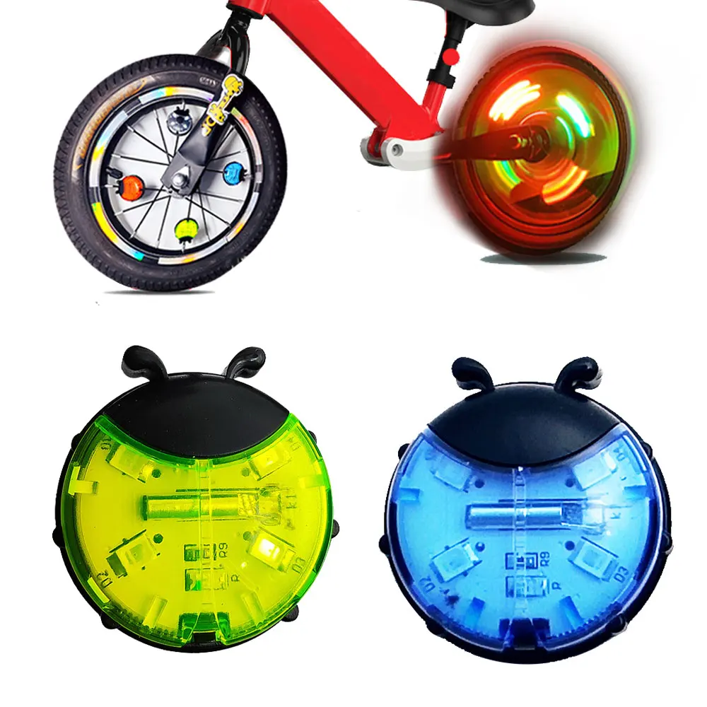 

Kids Bicycle Wheel Spoke Light Cute Ladybug LED Color Bike Tail Light Safety Warning Smart Photosensitive Bicycle Accessories