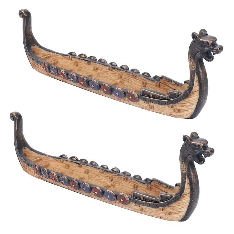

Best 2X Dragon Boat Incense Stick Holder Burner Hand Carved Carving Censer Ornaments Retro Incense Burners Traditional Design