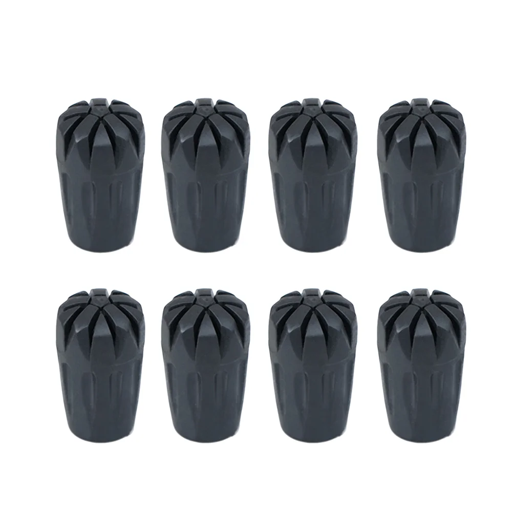 

8pcs Rubber Tips Trekking Cane Tip Protectors Hiking Pole Replacement Walking Stick Head Equipment Accessory (Black)