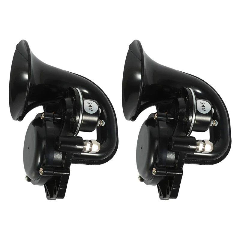 

2X Truck 135Db Air Horn 12/24V Super Loud Trumpet Air Horn With Electric Valve Flat For Auto Car Vehicle Trucks