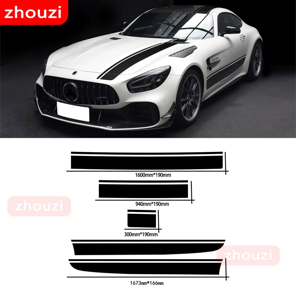 

Car Hood Decal Roof Rear Body Side Stripes Skirt Sticker For Mercedes Benz AMG GT C190 R190 GTS GTR GTC 2015-On 21 Accessories