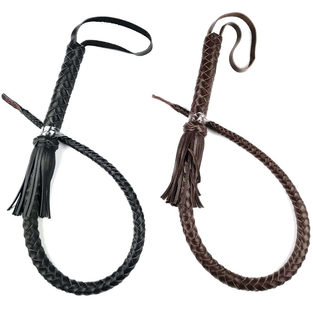 Real cowhide Leather Whip,8 Plait Handmade Genuine Leather Bull Whip Cowhide Horse Riding Whip with Leather Handle