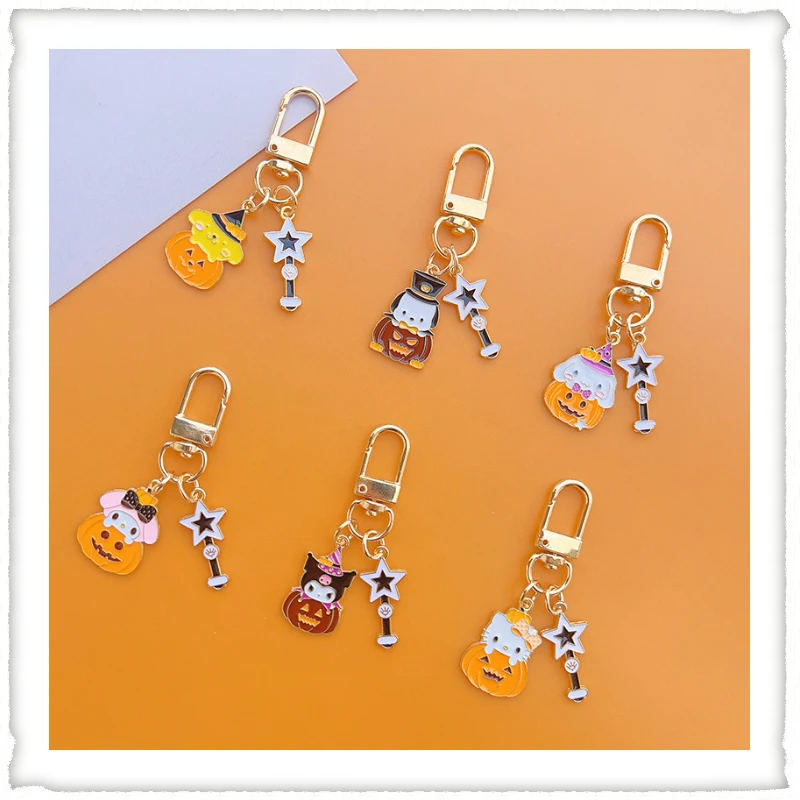 

Anime Halloween Sanrio Hello Kitty Anime Cartoon keychain Kulomi Cinnamon Dog Melody Accessories Halloween Gifts for Friends