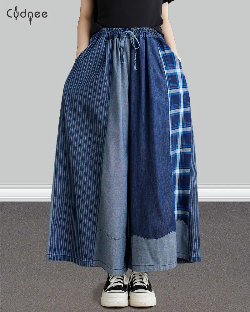 Женские эластичные брюки на шнурке широкие длинные палаццо свободные мешковатые