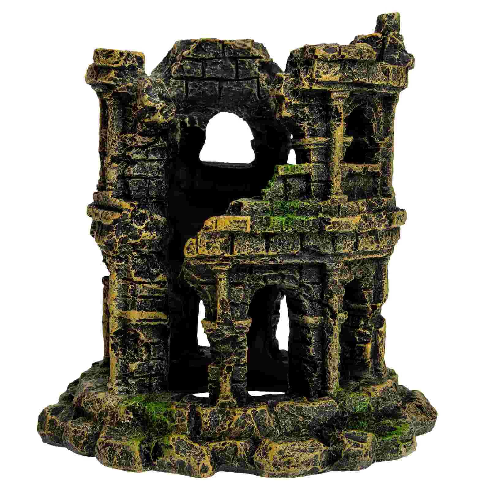 

Fish Tank Aquarium Hideout Roman Ornament Resin Cave Landscape Colosseum Underwater Shrimp Decors Adornment Reptile Hideaway