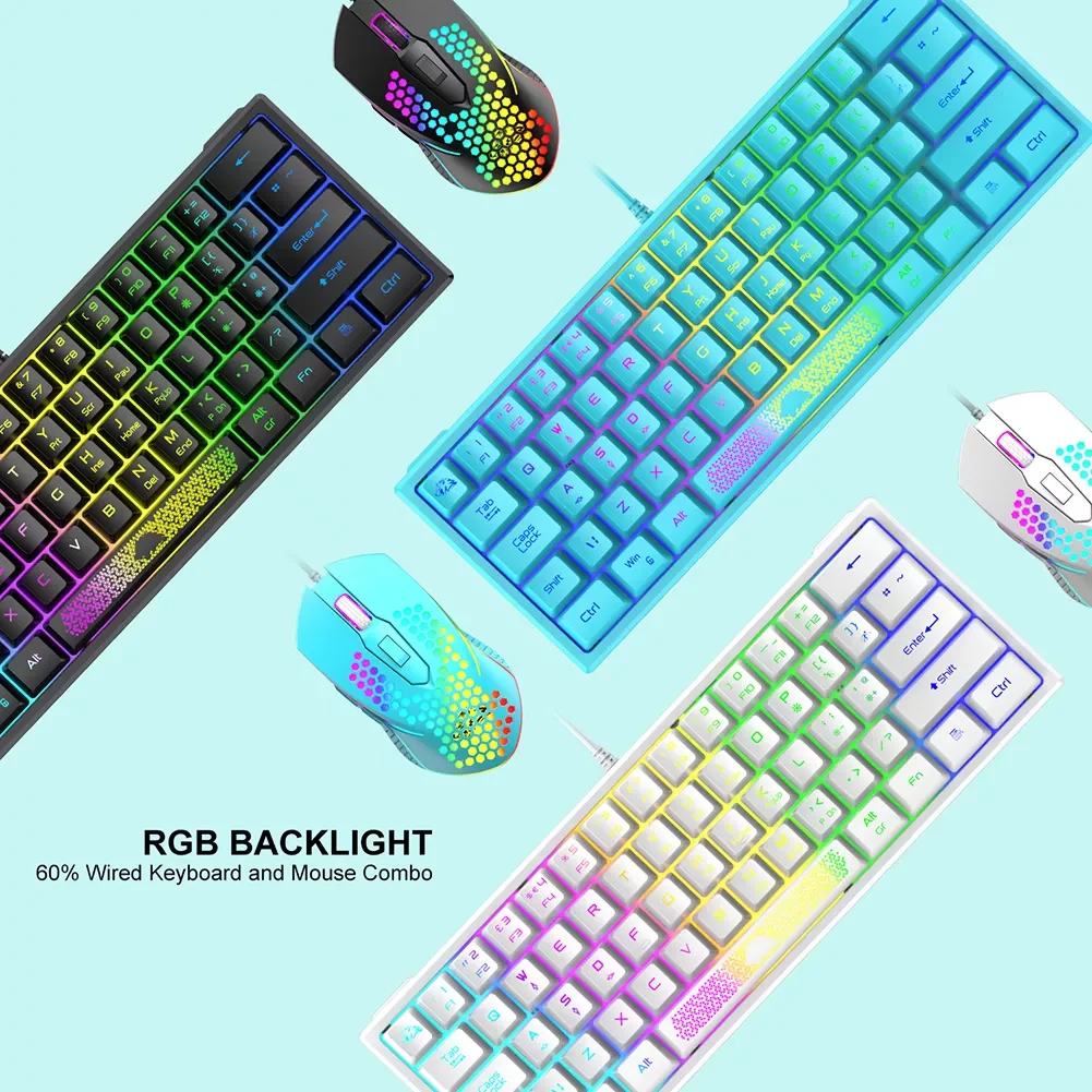 

RGB Gaming Keyboard K61 60 Percent RGB Backlit Wired Keyboard 62 Keys Ergonomic Gaming Computer Laptop Office Wired Keyboard NEW