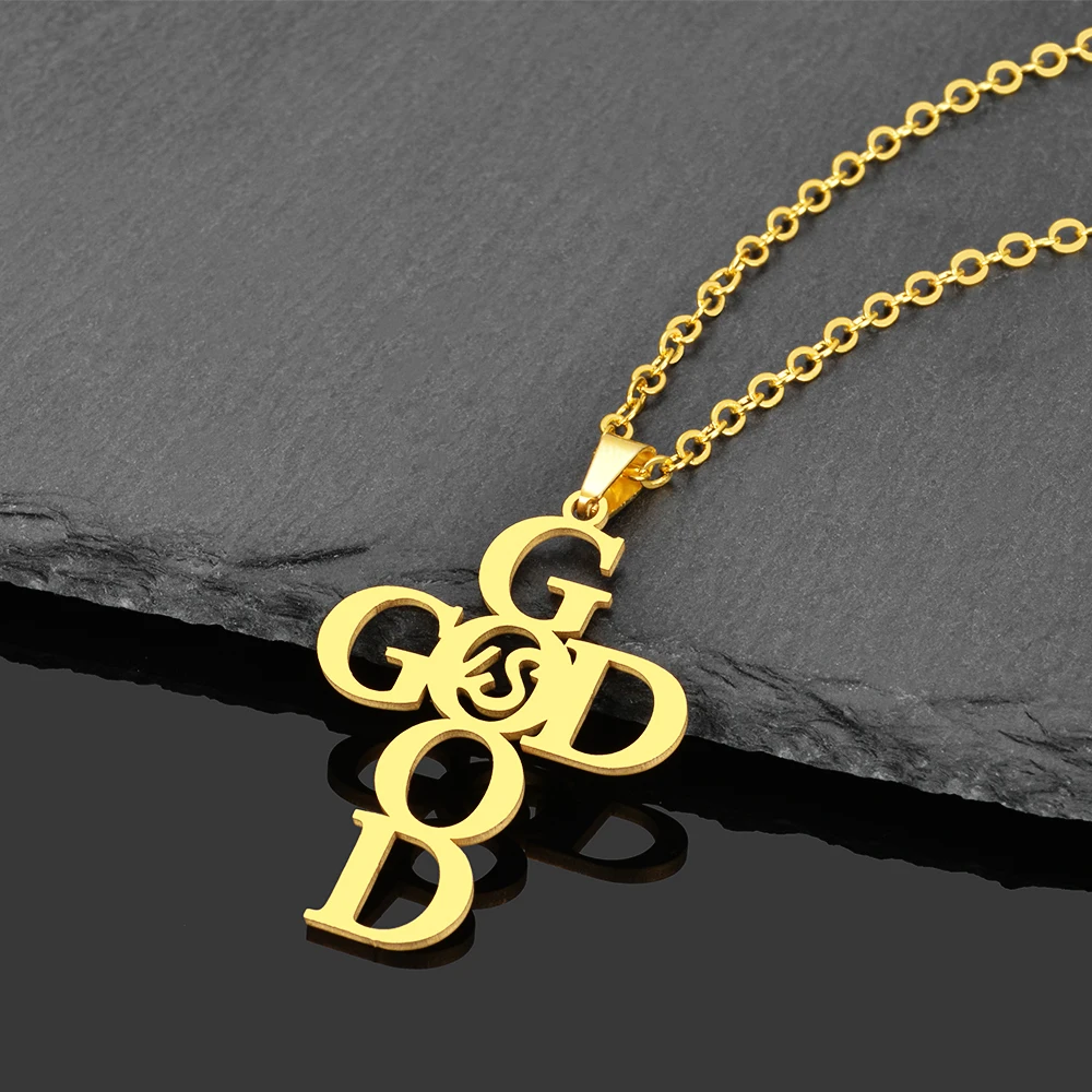 Ожерелье из нержавеющей стали золотой серебряный цвет хорошее &amp Бог Подвеска