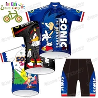 sonic kids cycling jersey set boys girls cartoon anime cycling clothing children road bike shirts suit mtb maillot ciclismo ropa