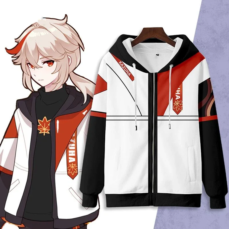 Аниме геншин ударт каэдехара казуха Косплей костюмы унисекс 3D Толстовка с