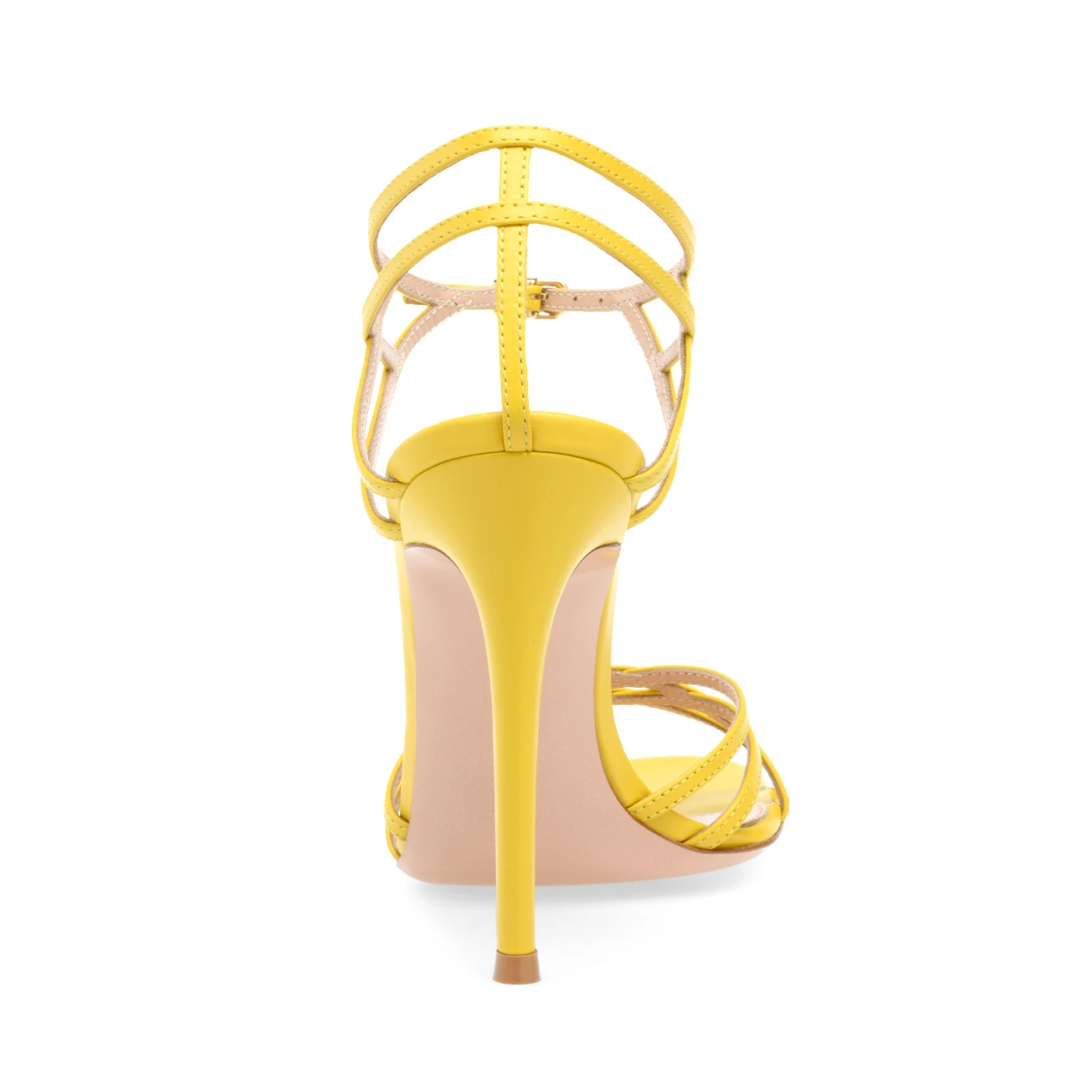 Yellow Patent Leather Women Summer Sandals 2022 Stilettos Party High Heels Round Toe Sexy Black Heeled Shoes Ankle Strap Heels