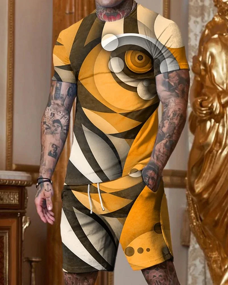 Summer Outfit Man Tracksuit Short Sleeve T-Shirts Sets 2Piece Lion King Casual Suit 3d Printed Streetwear Fashion Men Clothing