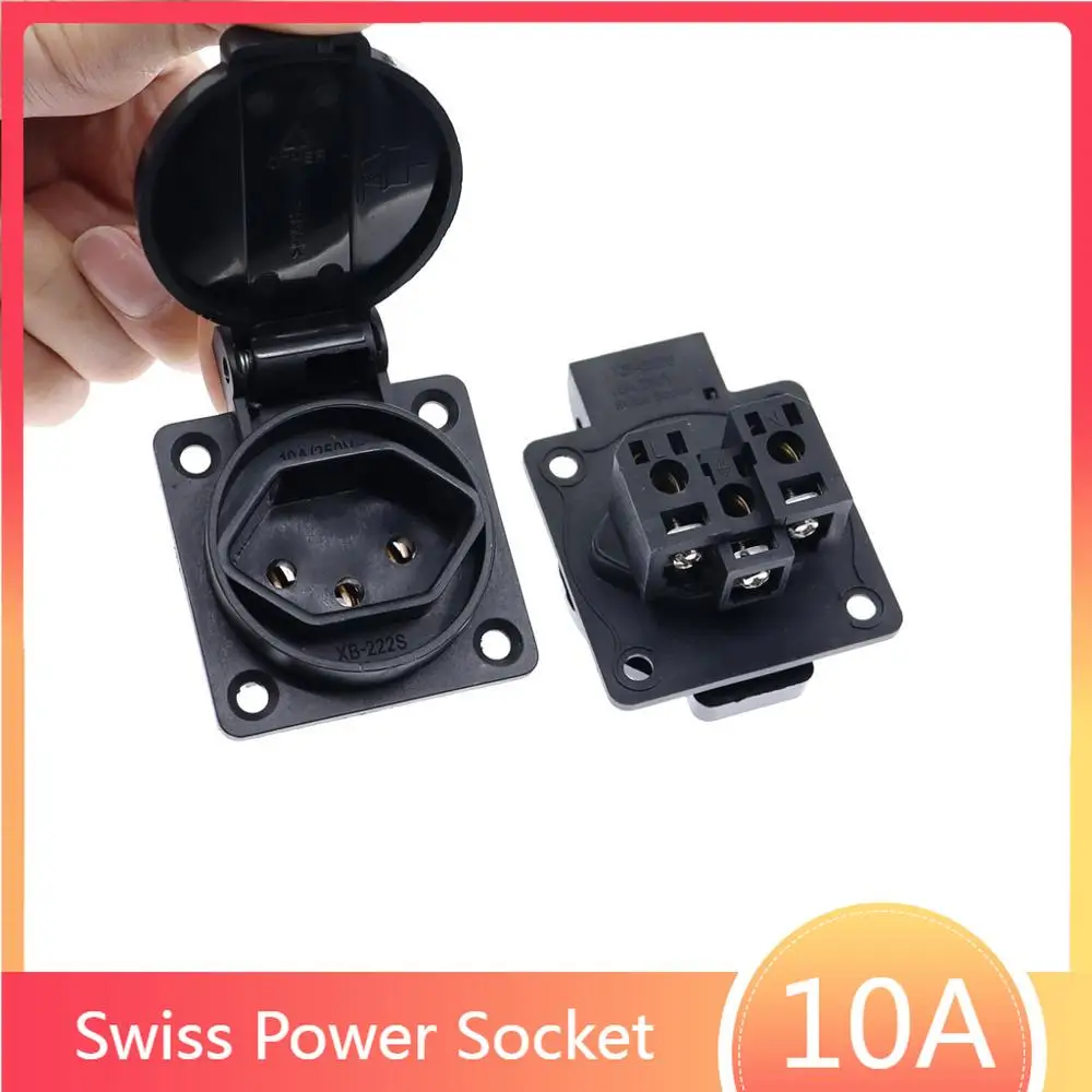 Швейцарская швейцарская Водонепроницаемая промышленная розетка IP44 10A, пылезащитный Разъем питания, электрическая розетка с крышкой, розетка переменного тока