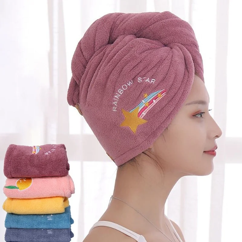

Coral Fleece Absorbent Shower Cap Women Hair Drying Hat Quick-dry Hair Towel Cap Super Absorption Quick Drying Shower Cap