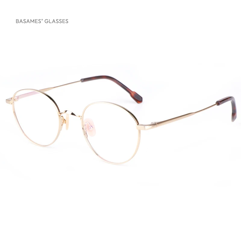 

Basames Vintage Titanium Eyeglasses Frame Men Round Myopia Prescription Glasses Women Retro Optical Luxury Eyewear TH9040