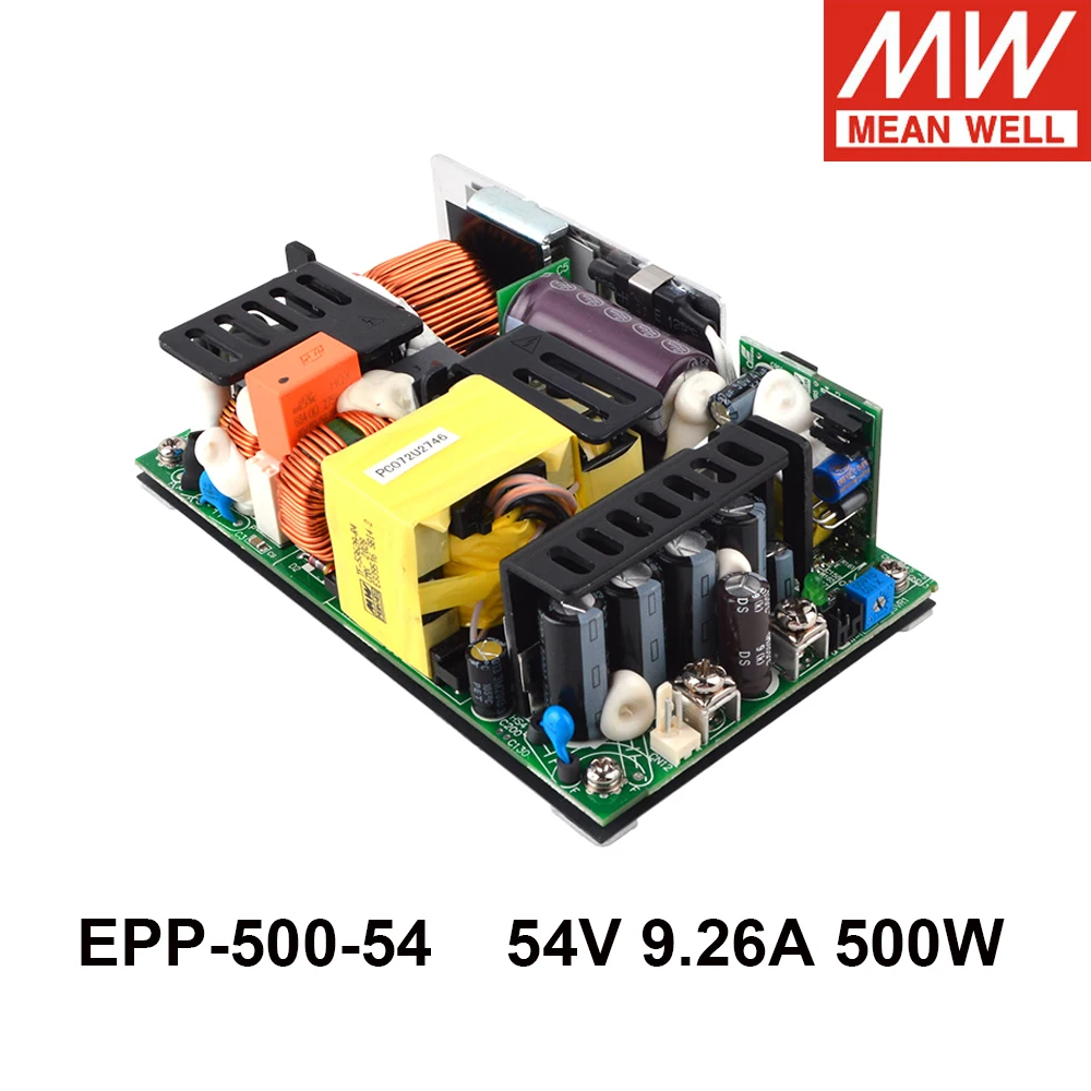 Mean Well EPP-500-54 110V/220V AC TO DC 54V 9.26A 500W Open Frame Single Output Switching Power Supply Meanwell PFC Driver